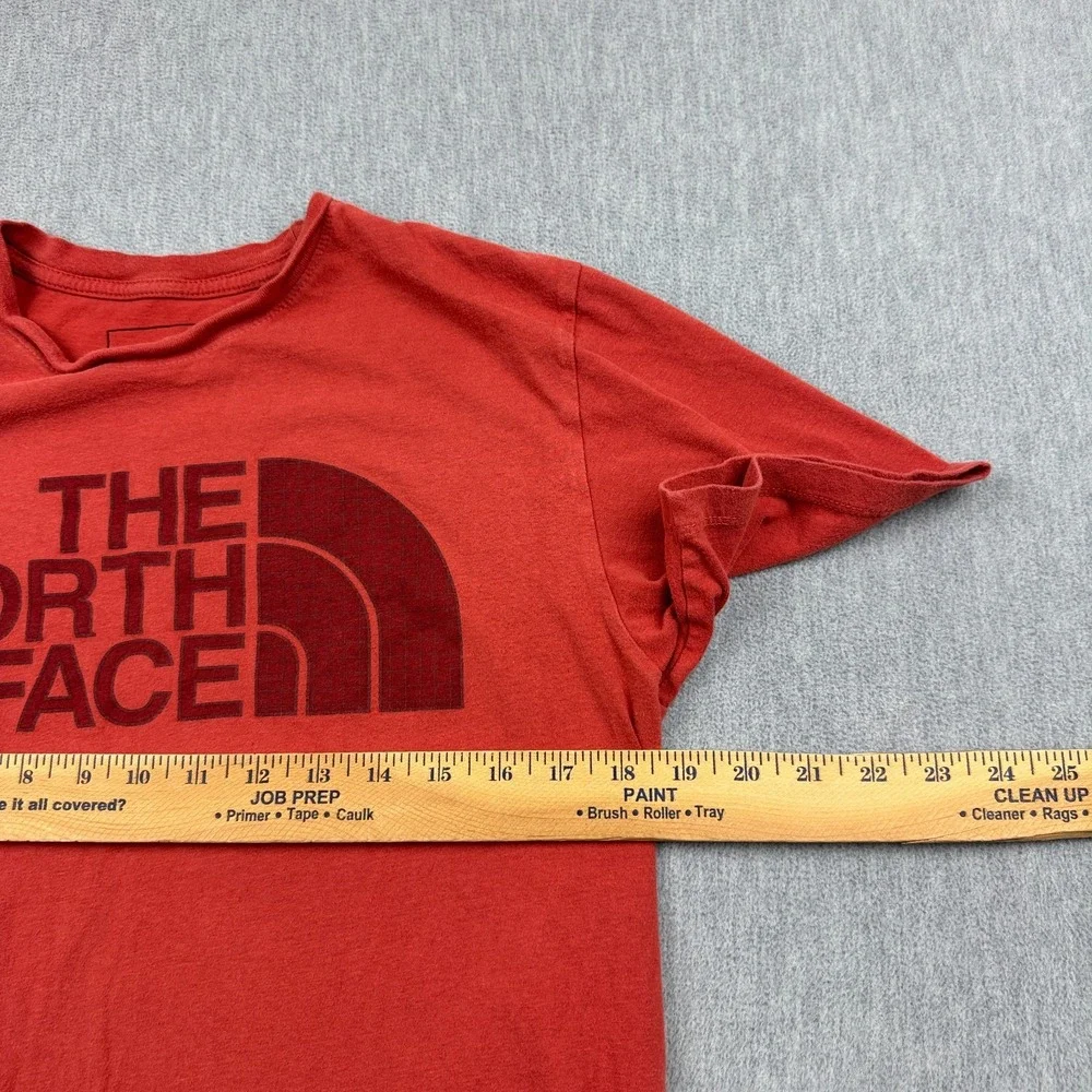 The North Face T Shirt Mens Small Orange Graphic Logo Half Dome Short Sleeve Tee